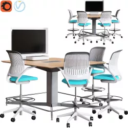 Steelcase - Media Scape Mini and Rectangle Table 3D model