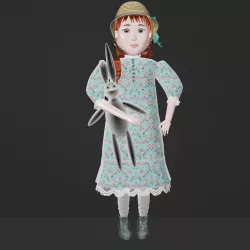 The doll and a  rabbit Low-poly 3D model