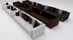 Three piece sofa set 3D model