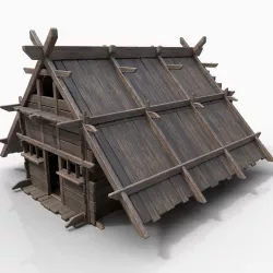 Viking Basic Hut Wooden House Cottage Medieval AAA Next Gen Low-poly 3D model