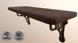 Vintage wooden shelf Low-poly 3D model