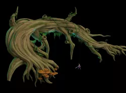 Virgin forest - long fern vines - big dry trunk 3D model