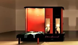 Wardrobe and bed design 1 red and black set 3D model