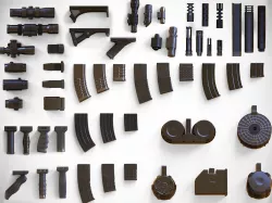 Weapon Customization Pack - 57 Attachments - Gun - PBR Low-poly 3D model