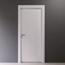 White curly interior door with arabic pattern 3D model