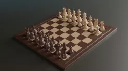Wooden Chessboard Classic 3D model