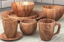 wooden dish set  3D model
