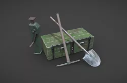 WW2 German Army Tools Low-poly 3D model