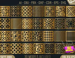 28 3D Decorative wall panels - screen SET 091 3D model