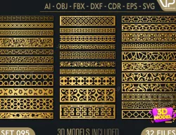 32 3D Decorative wall panels - screen SET 095 3D model