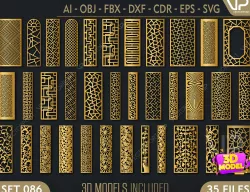 35 3D Decorative wall panels - screen SET 086 3D model