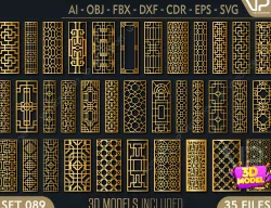 35 3D Decorative wall panels - screen SET 089 3D model