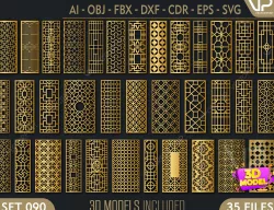 35 3D Decorative wall panels - screen SET 090 3D model