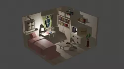 3D ROOM BEDROOM INTERIOR LOW-POLY Low-poly 3D model