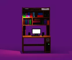 3D Voxel Study Desk And Isometric Sprites 3D model