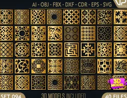 40 3D Decorative wall panels - screen SET 094 3D model