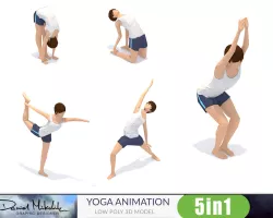 5 Yoga Pose Animations Small Pack Low-poly 3D model