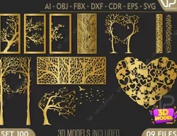 9 3D Decorative wall panels - screen SET 100 3D model