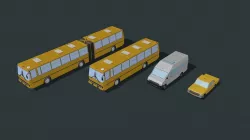 A set of urban passenger transport Low-poly 3D model