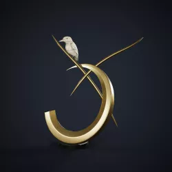 Alcedo Atthis Statue Low-poly 3D model