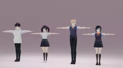 Anime Bundle T-Pose Rigged Models 3D model
