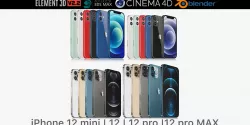 Apple iPhone 12 mini and 12 and 12 pro and 12 pro MAX all colors 3D model