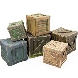 Box wooden crate cartoon pack 3D model