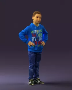 Boy in blue hoodie jeans 0440 3D model