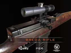 Breda rifle 1935 ww2 with PU scope PBR Low-poly 3D model