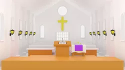 Cartoon Church Interior Low-poly 3D model