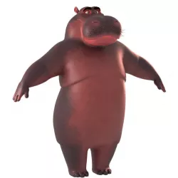 cartoon hippo character 3D model