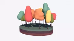 Cartoon Low Poly Bubble Trees Pack Low-poly 3D model