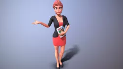 cartoon woman teacher Low-poly 3D model