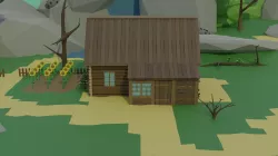 Cartoon wood house Low-poly 3D model