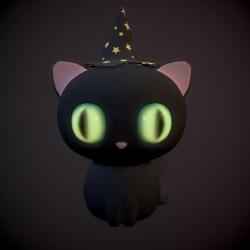 Cat with magic hat 3D model