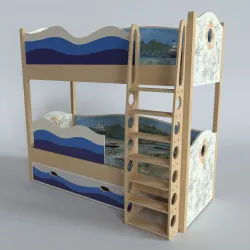 Childrens bunk bed Low-poly 3D model