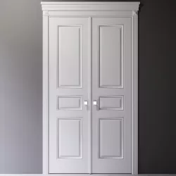 Classic style double white interior door 3D model
