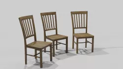 Classic wood chair Low-poly 3D model