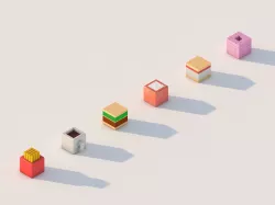 Cubic voxel food pack lowpoly Low-poly 3D model