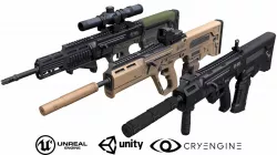 Customizable assault rifle Low-poly 3D model