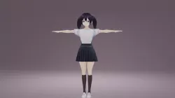 Cute Anime Rigged T-Pose Girl  Low-poly 3D model