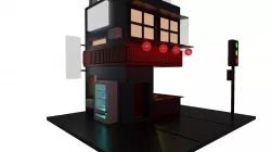 Cyber Punk Japan Lowpoly Low-poly 3D model