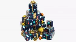 Decorated Christmas gifts 01v2 3D model