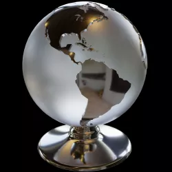 Earth globe table figurine made of metal and glass 3D model
