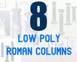 Eight 3D Roman Columns Models Low-poly 3D model