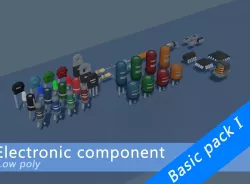 Electronic components Basic pack - Low poly style Low-poly 3D model