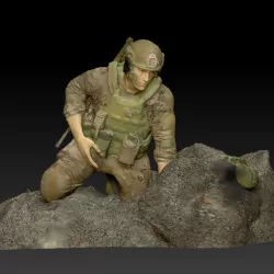 EOD inspecting IED Low-poly 3D model