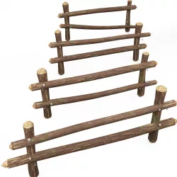 Fence wood nails cartoon pack 3D model