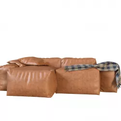 Frameless sofa with pillows and blanket 3D model