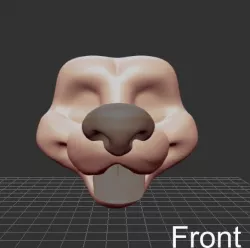 Furry Toony Anthro K-9 Wolf Head -removable tongue and nose- 3D model